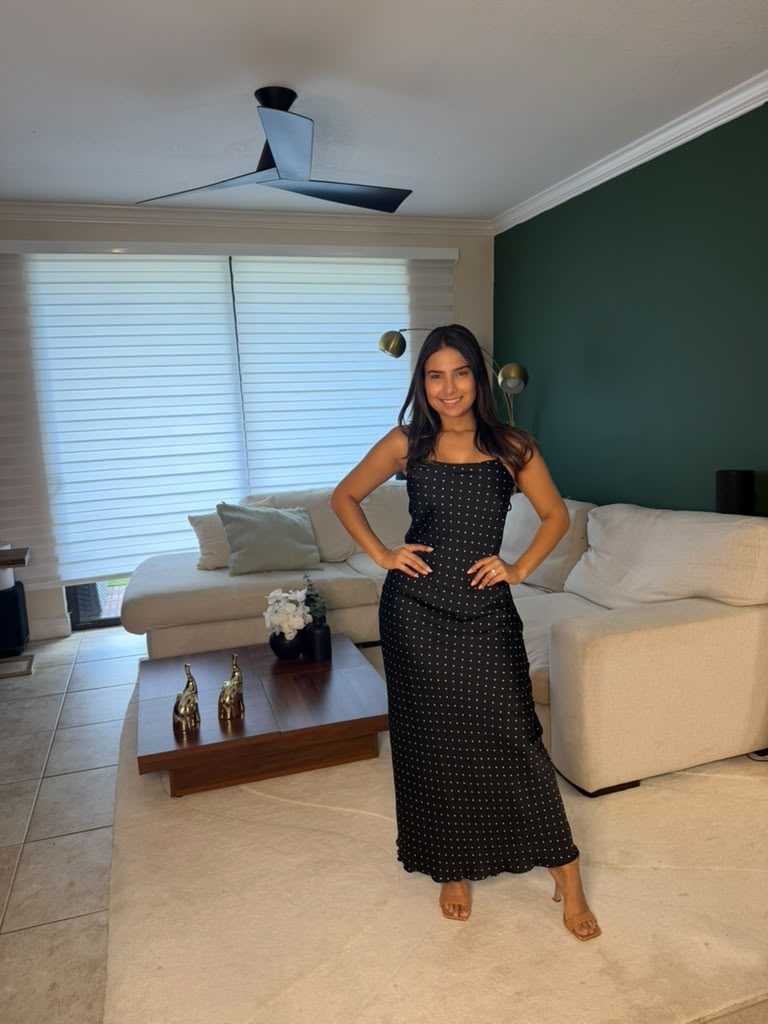 Alba Long Satin Polka Dot Dress – INSTYLE UNLIMITED