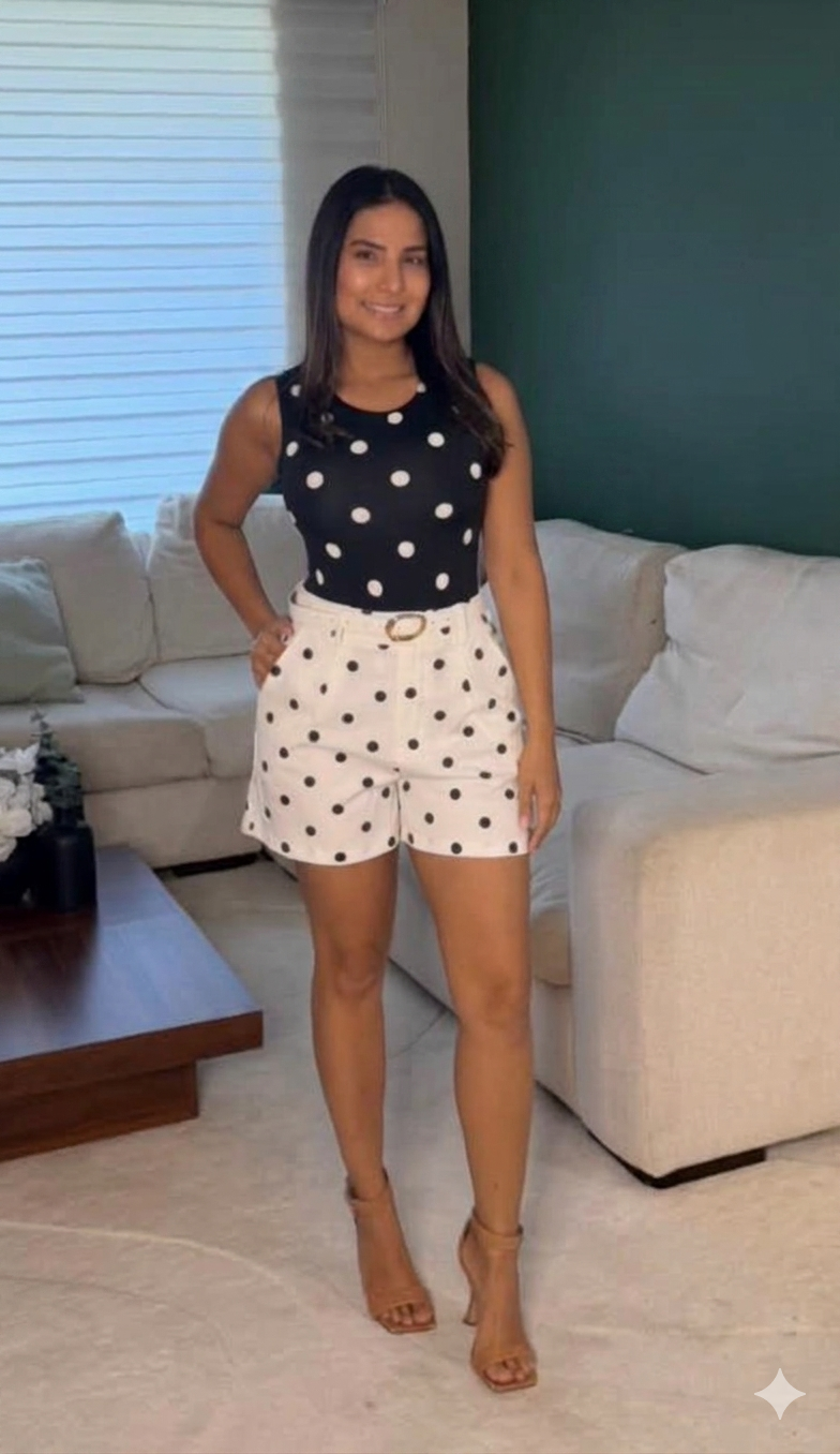 Elena Round Neck Polka Dot Bodysuit