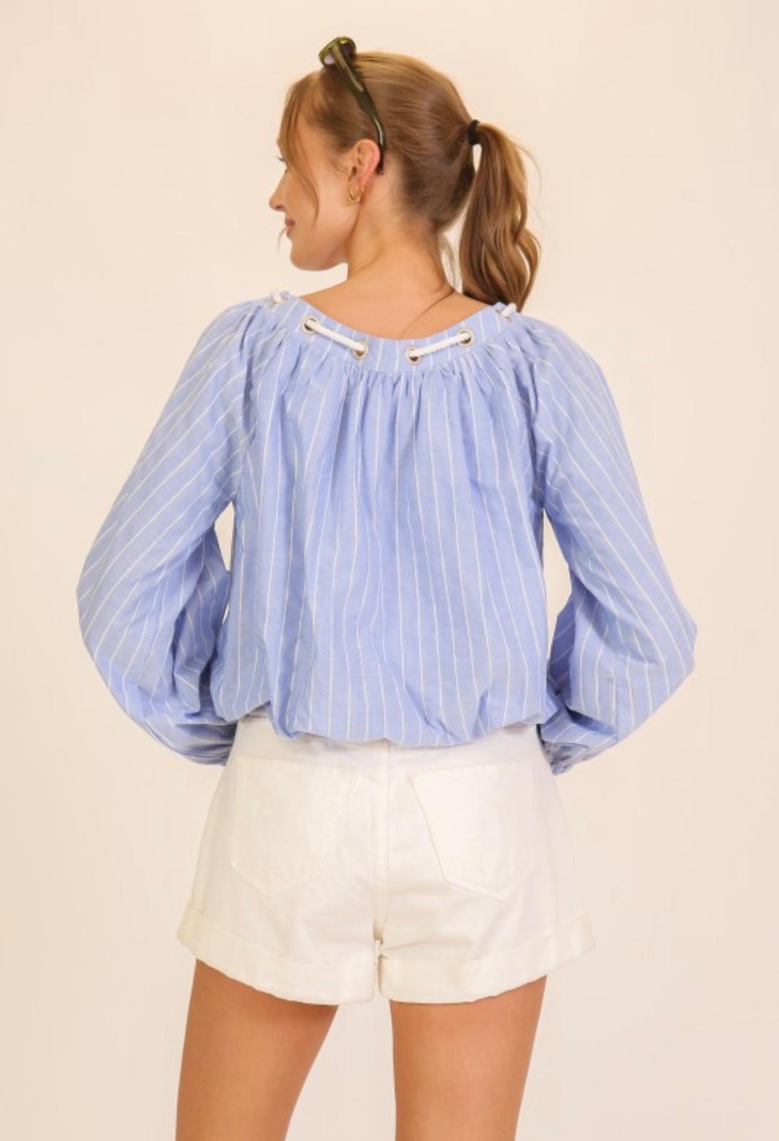 Harbor Stripe Rope Tie Blouse