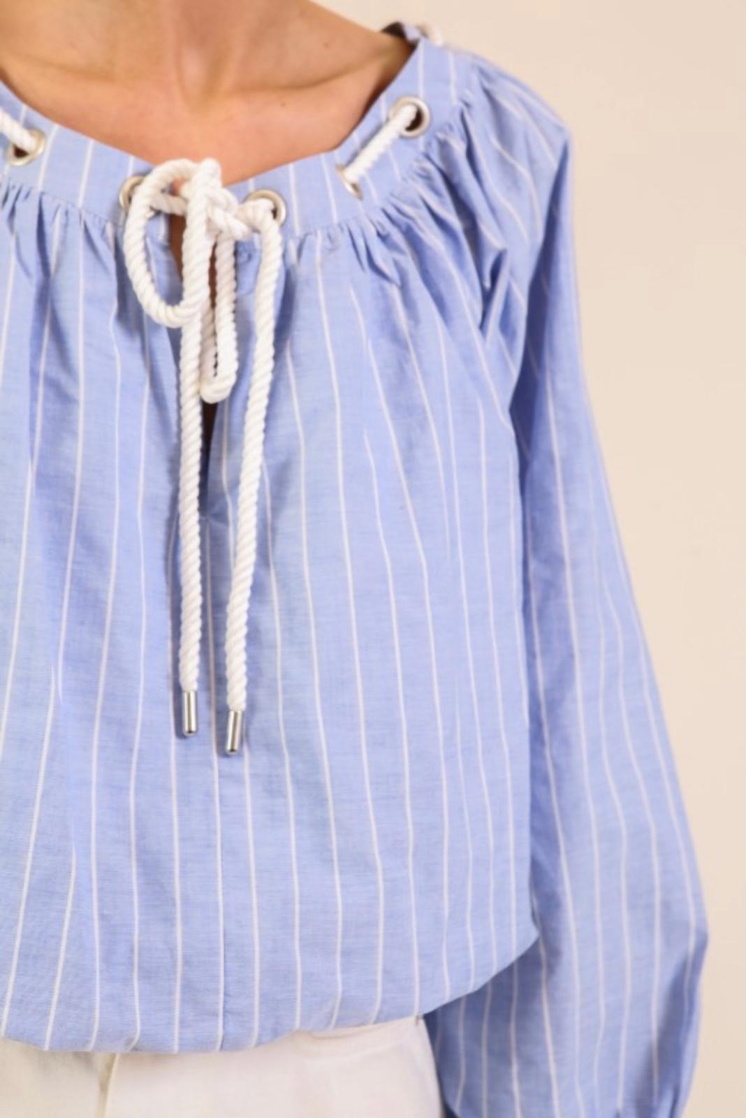Harbor Stripe Rope Tie Blouse