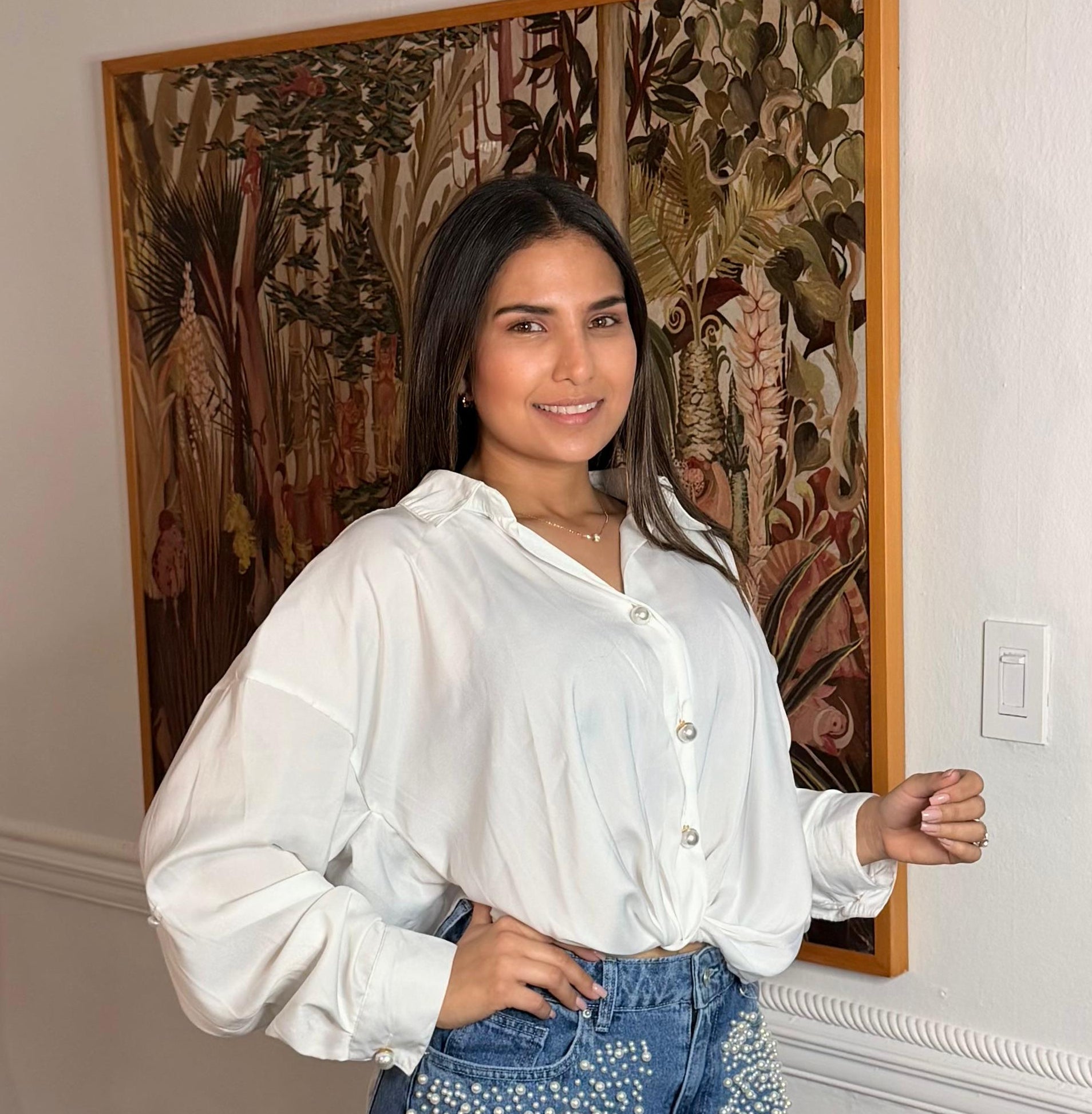 Kara Blouse with pearl Buttons