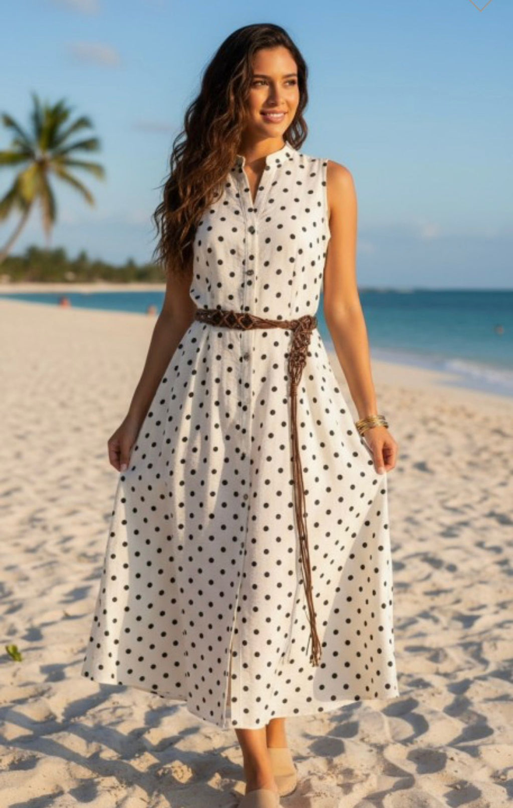 Yara Polka Dots Belted Dress