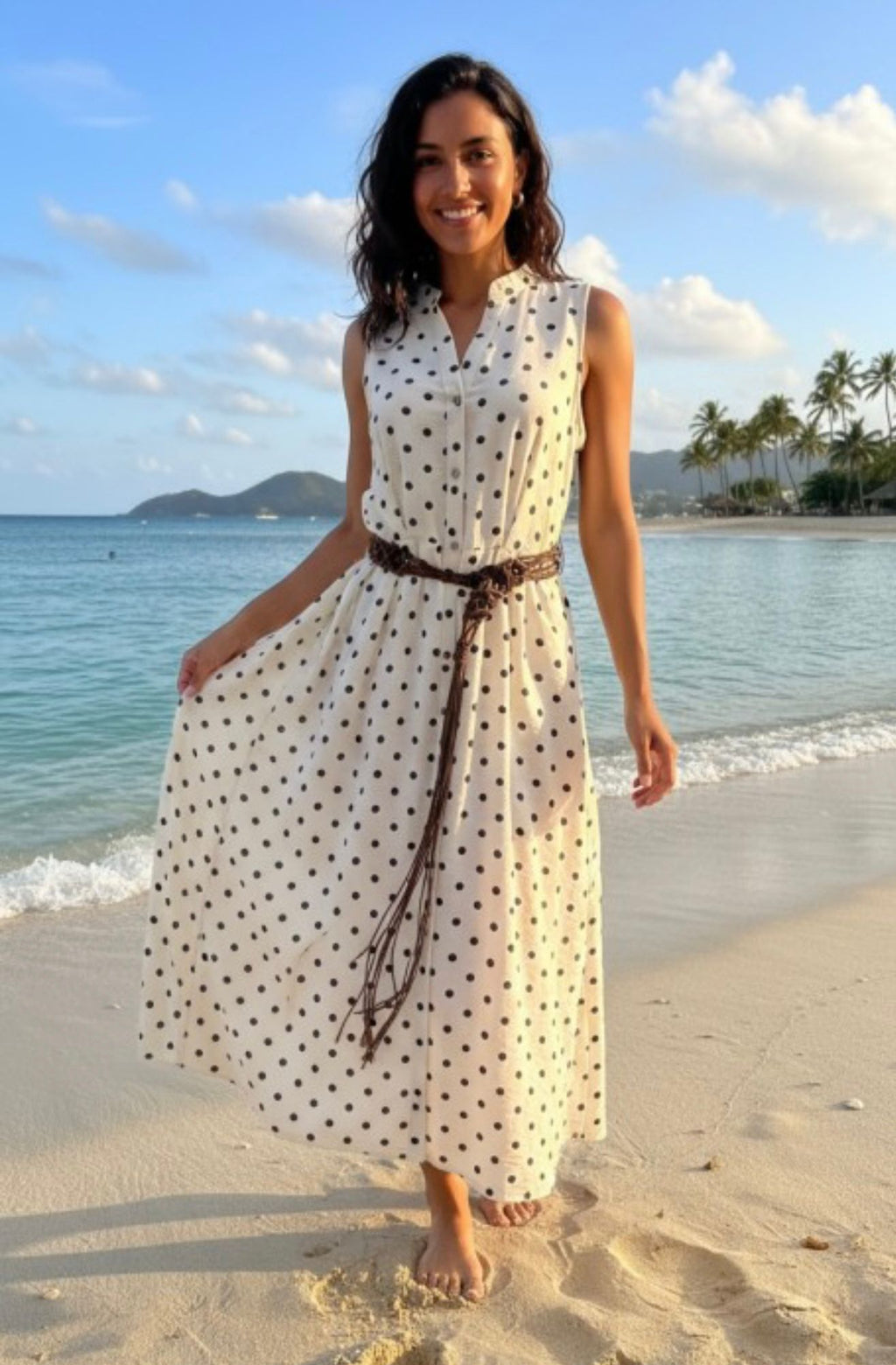 Yara Polka Dots Belted Dress