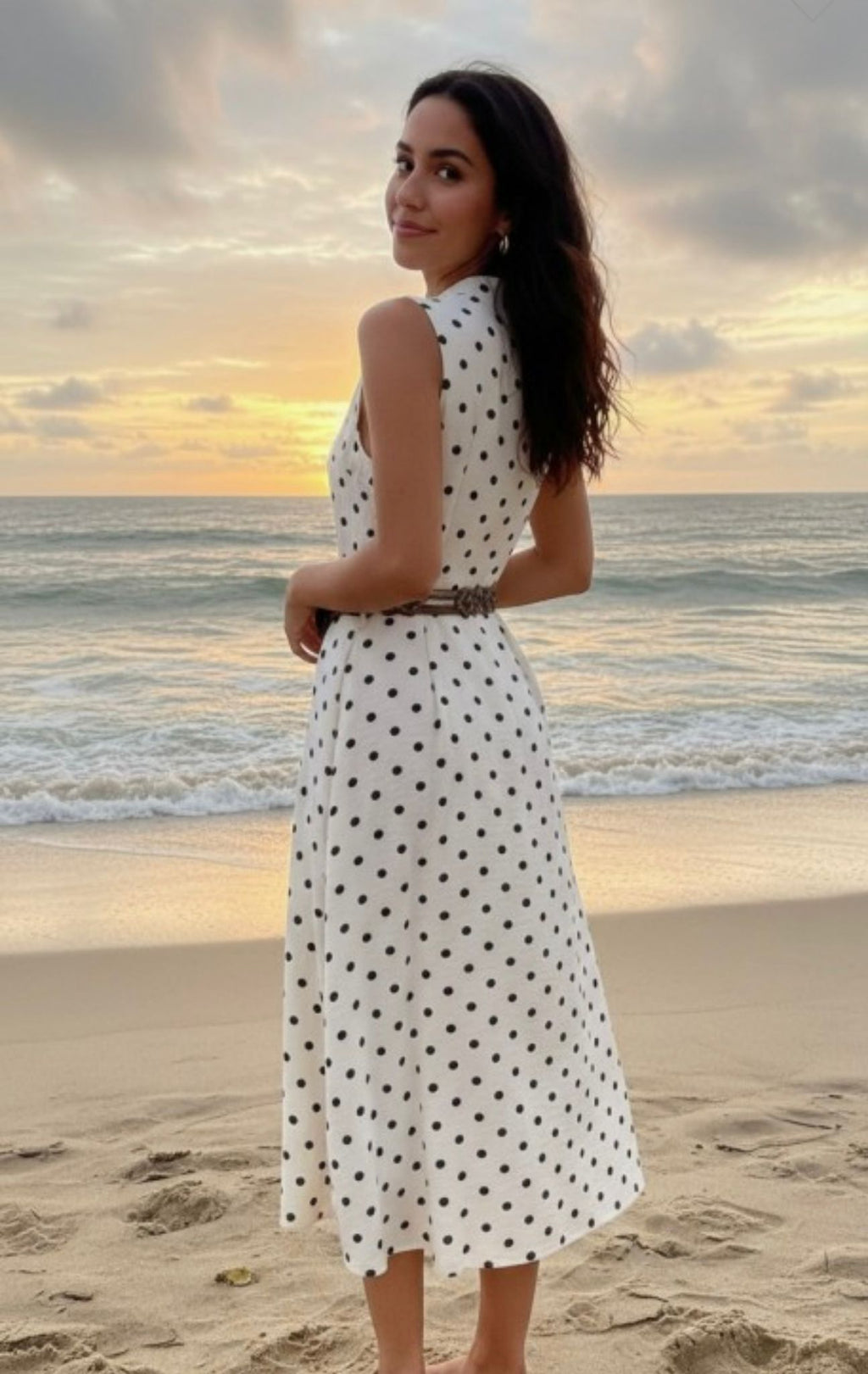 Yara Polka Dots Belted Dress