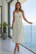 Zara Polka Dot Flower Bow Midi Dress