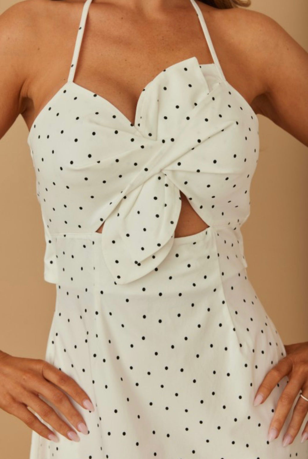 Zara Polka Dot Flower Bow Midi Dress