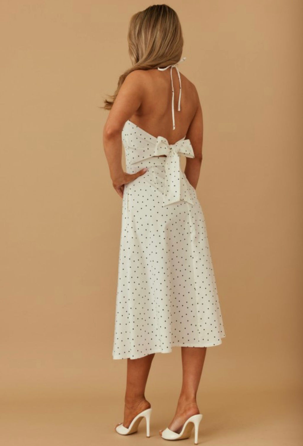 Zara Polka Dot Flower Bow Midi Dress