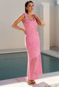 Abigail 3D Floral Aplique Knit Maxi Dress
