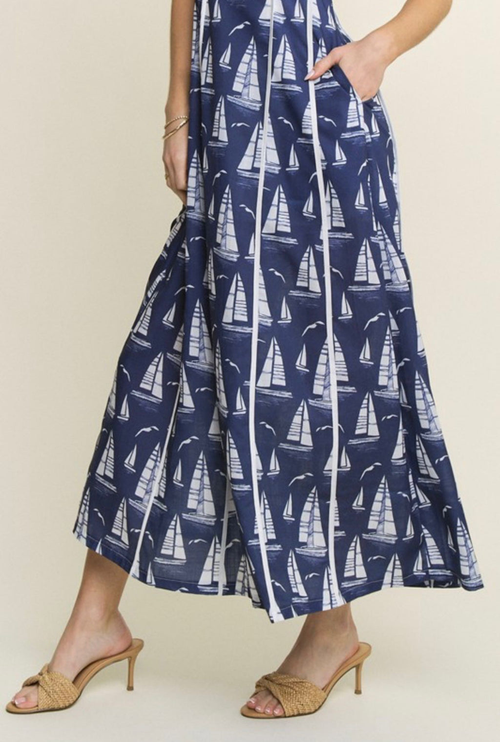 Moana Printed Marine Midi Dress