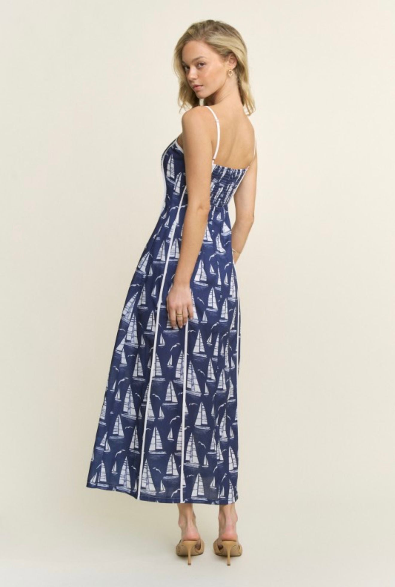 Moana Printed Marine Midi Dress