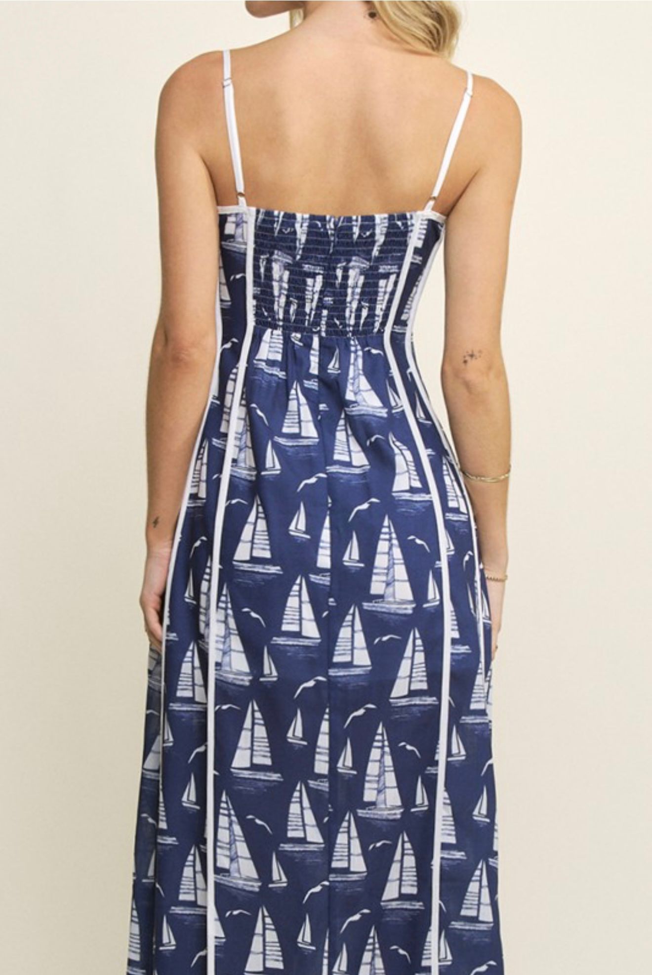 Moana Printed Marine Midi Dress