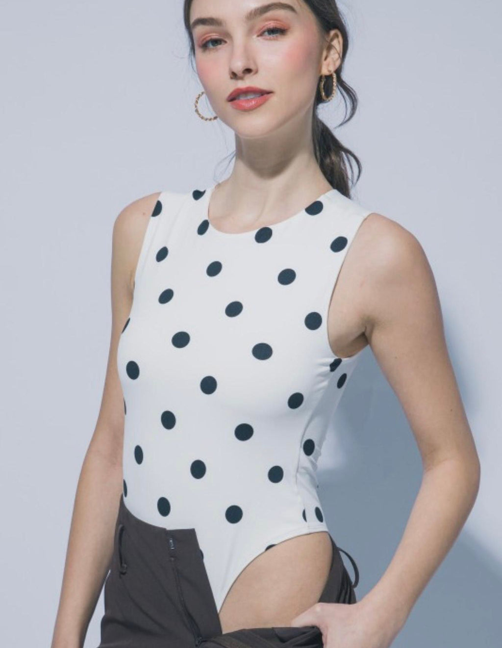 Elena Round Neck Polka Dot Bodysuit