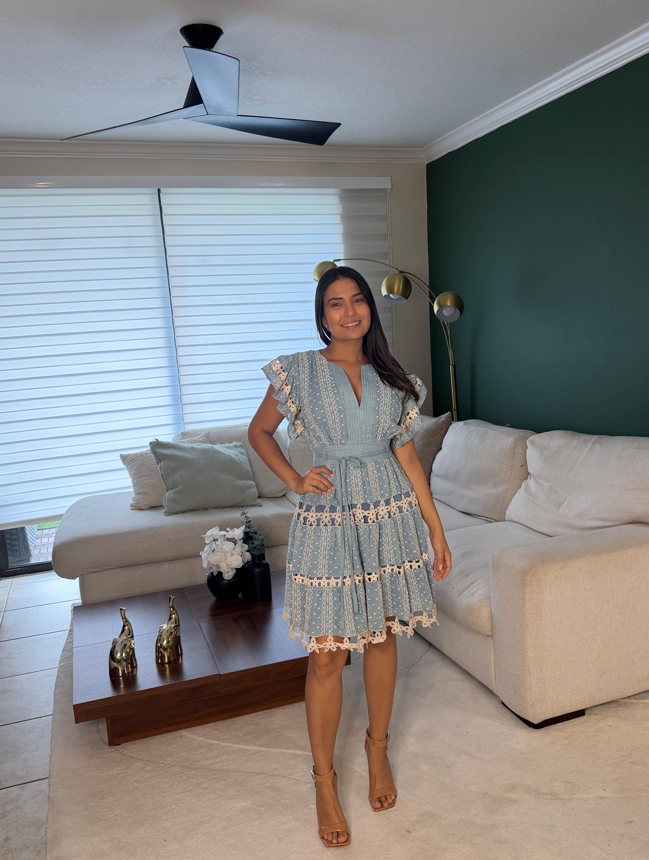 Selene Embroidered Short Dress