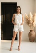 Ginebra Cotton Spandex Embroidery Top and Short Set