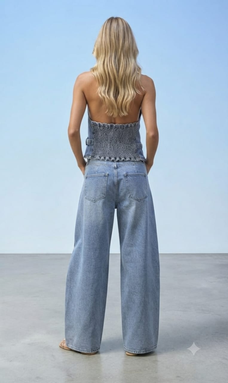 Cristy Denim Strecht Pants Set