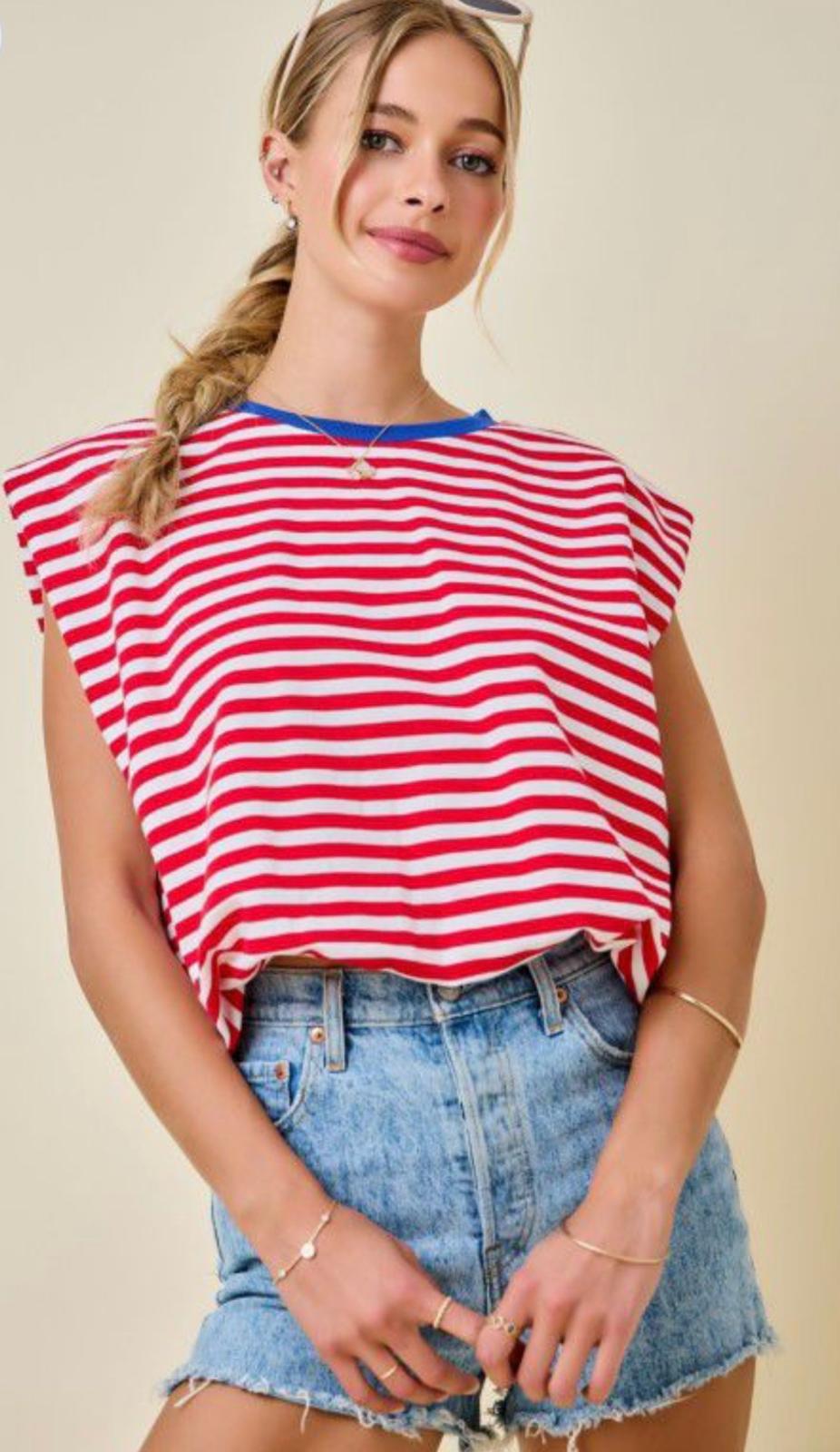 Boxy Stripe Sleeveless Top