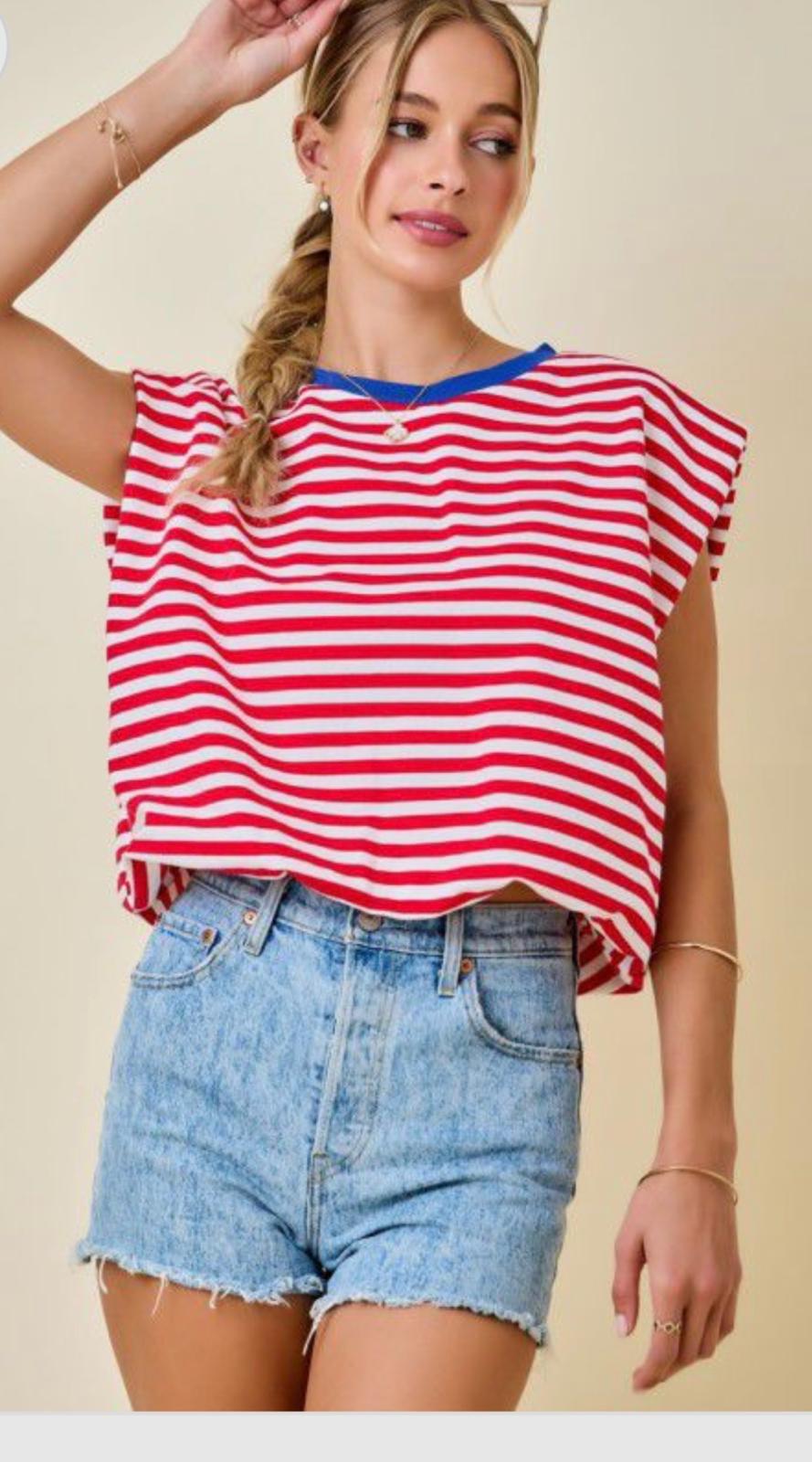 Boxy Stripe Sleeveless Top