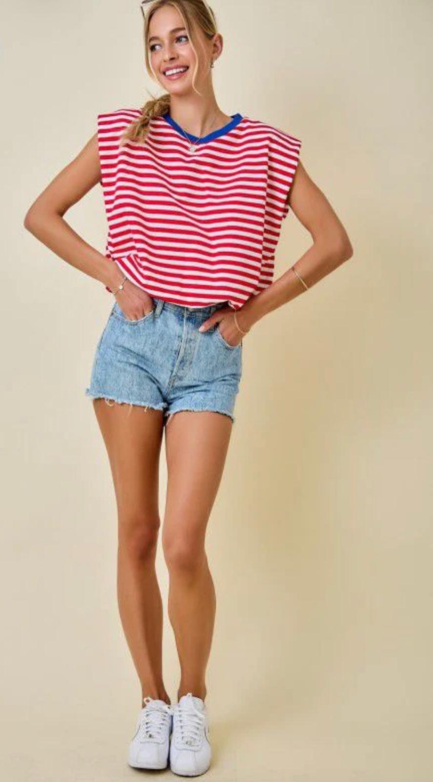 Boxy Stripe Sleeveless Top