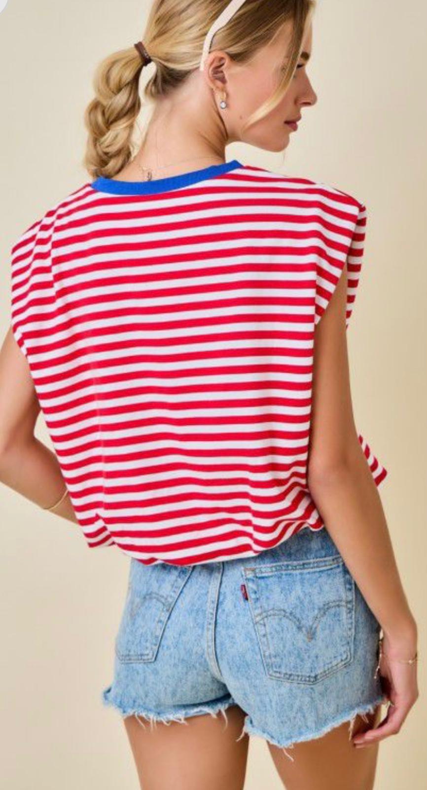 Boxy Stripe Sleeveless Top