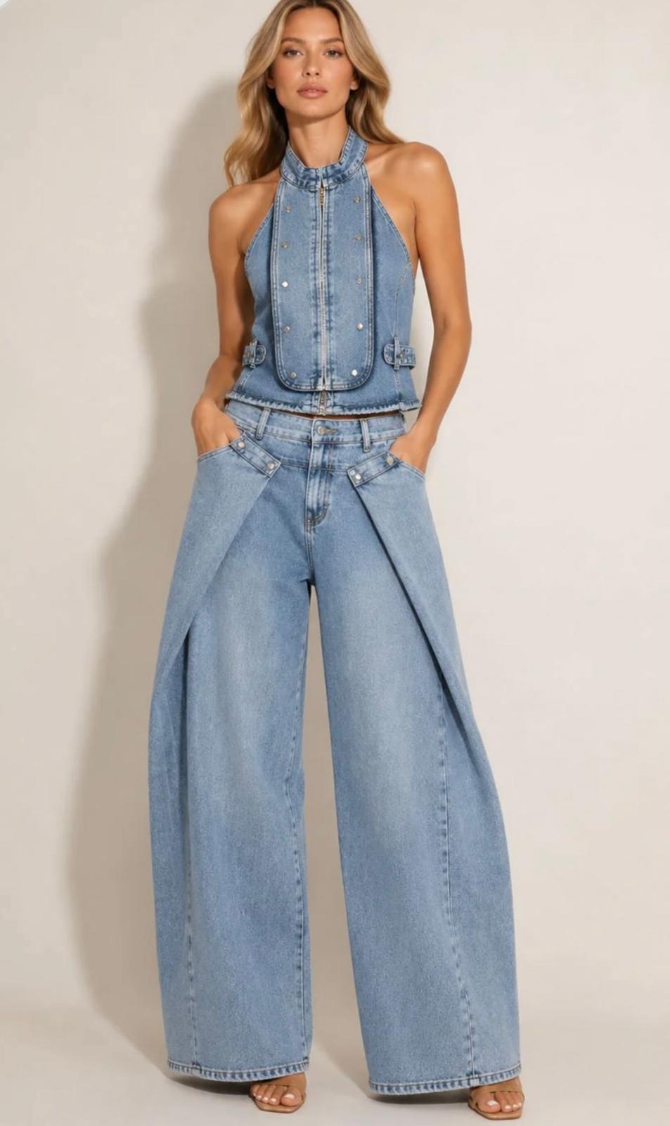 Cristy Denim Strecht Pants Set