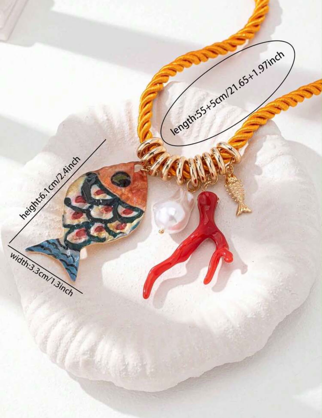 Summer Ocean Style Starfish Pendant Red Coral Necklace