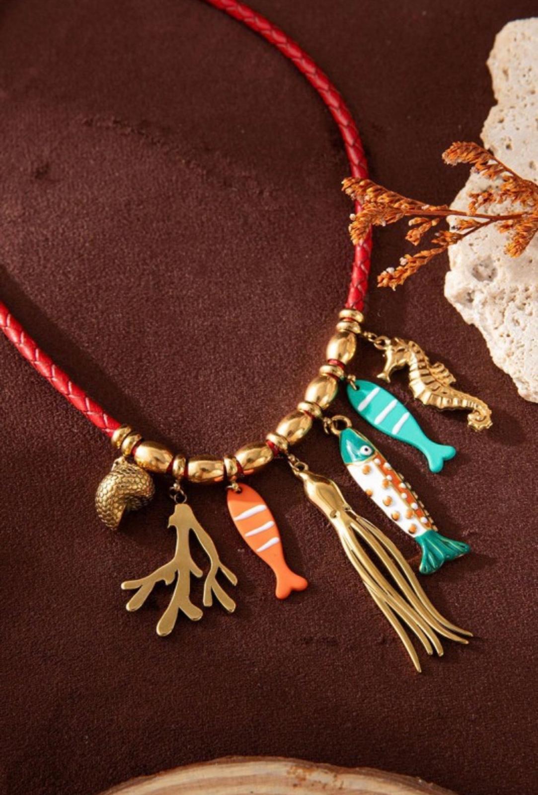 Ocean Pendant Necklace Bohemian Style 18 K gold plated