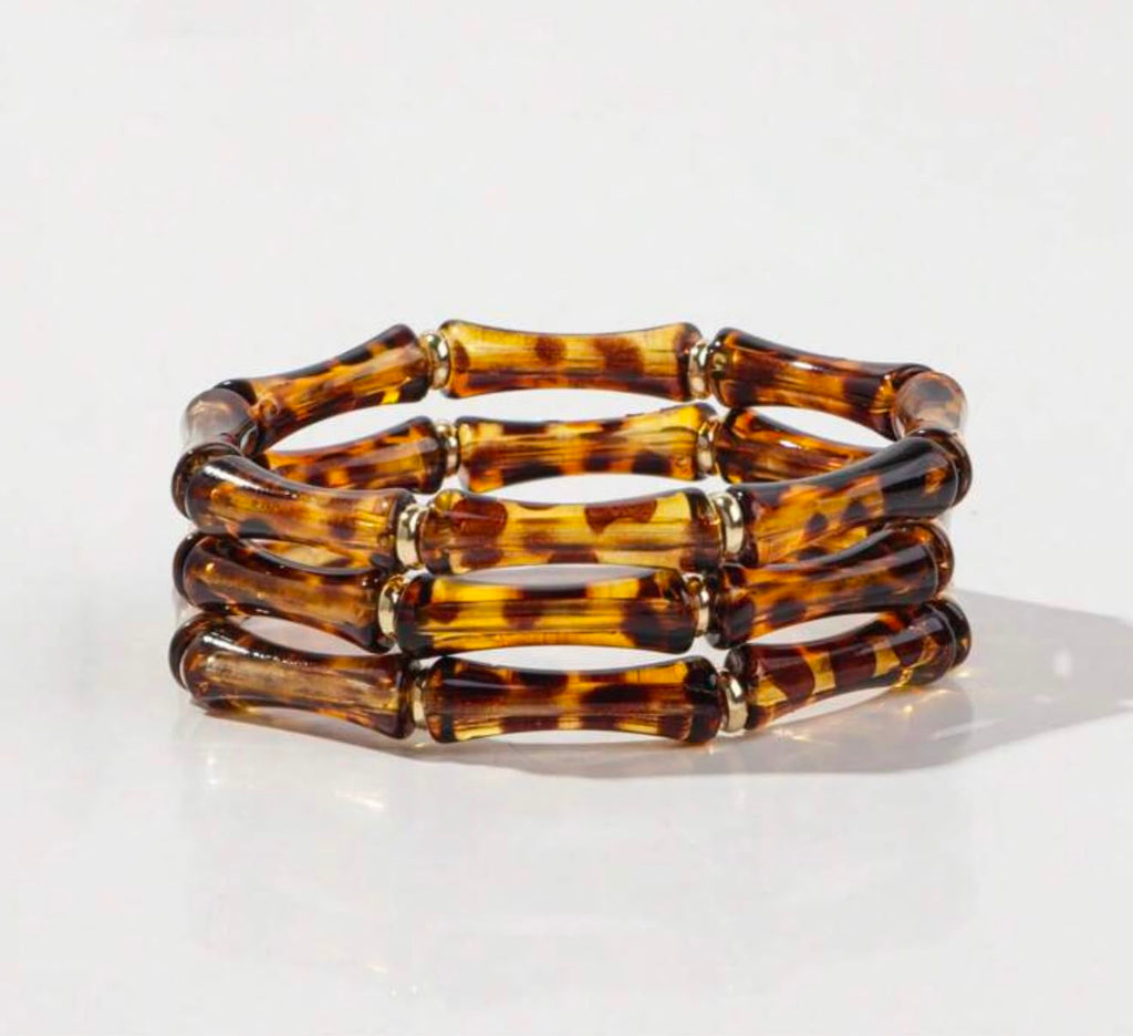 Bohemian Acrylic Marble Texture Bamboo Beaded Elastic
