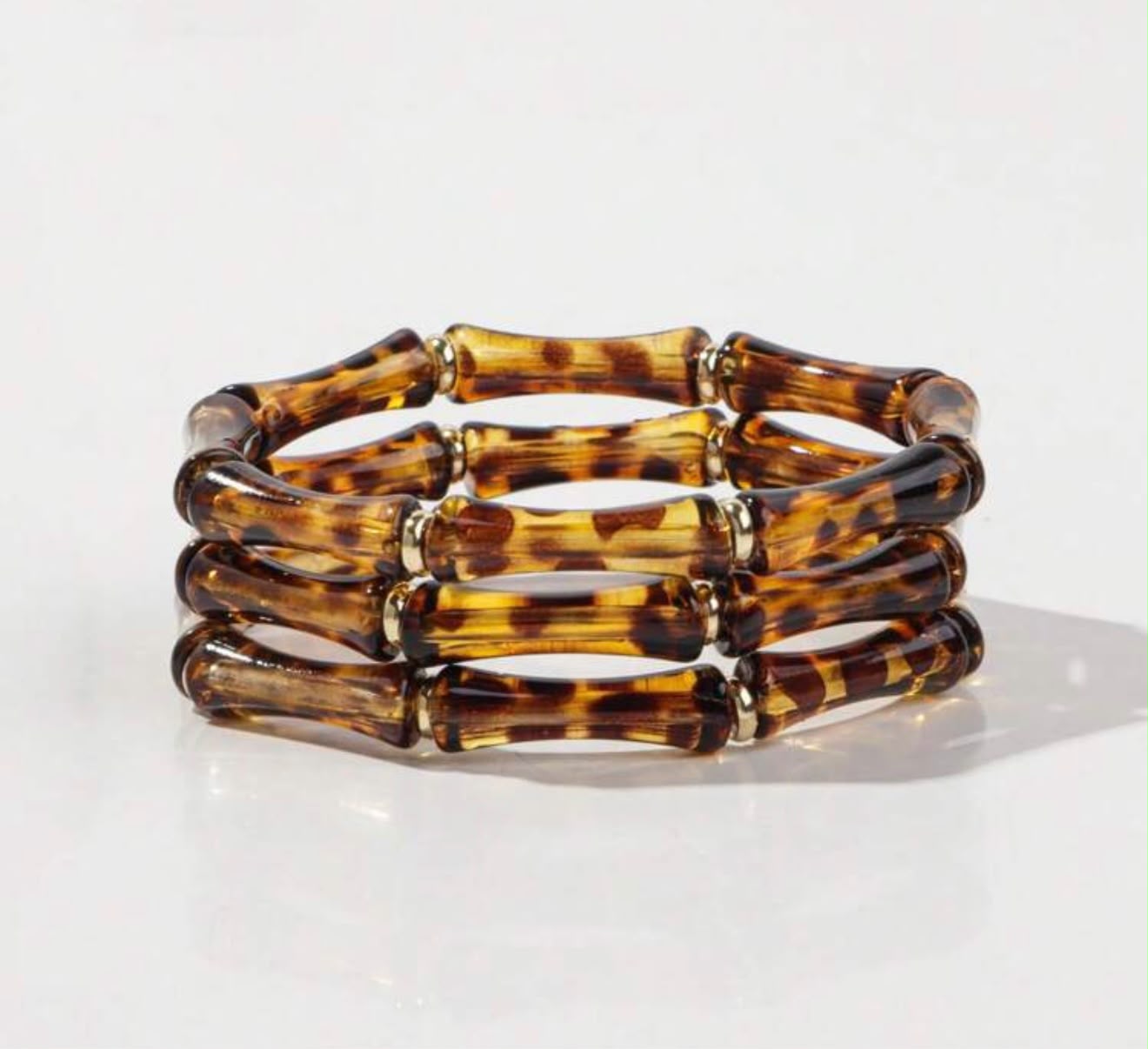 Bohemian Acrylic Marble Texture Bamboo Beaded Elastic
