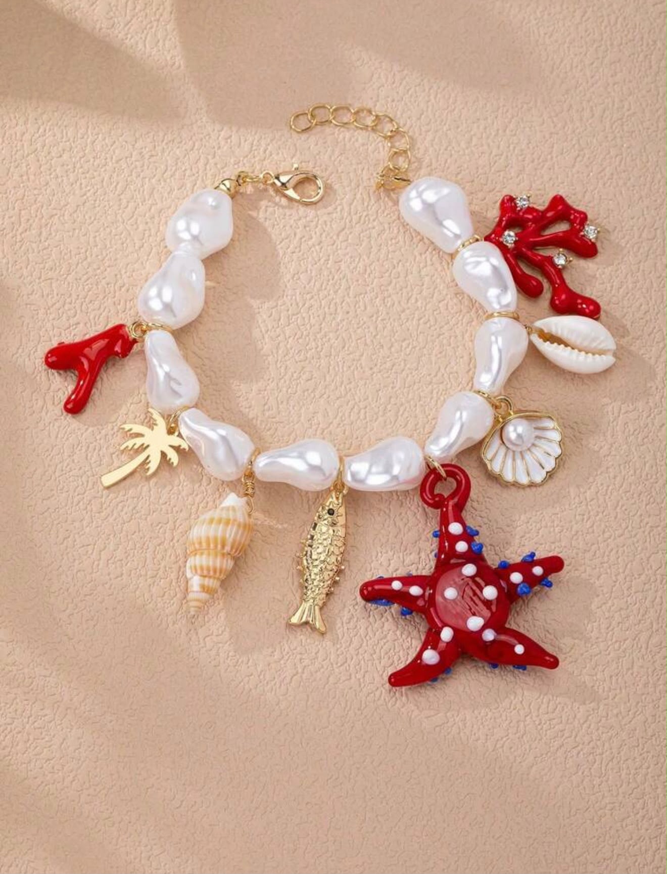 Multi Sea Elements Starfish & Shell Charm Bracelet