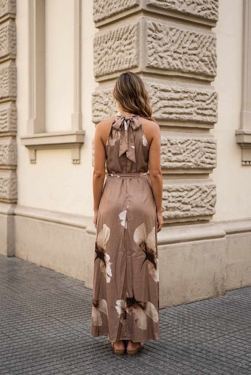 Anairis Long Satin Dress