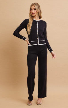 Knit Button Down Cardigan & Pants Set