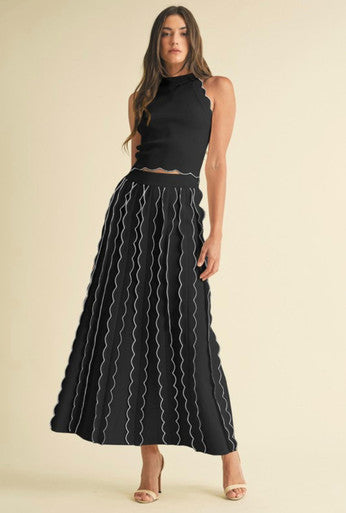 Scallop Edge Sweater & Skirt Set