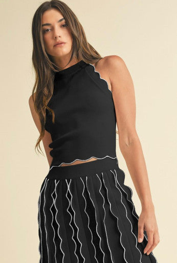Scallop Edge Sweater & Skirt Set