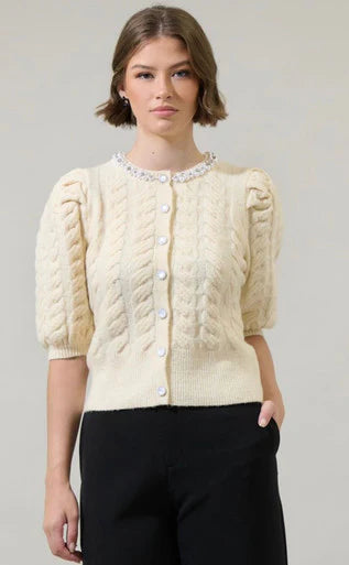 Jamari Button Front Cropped Cardigan