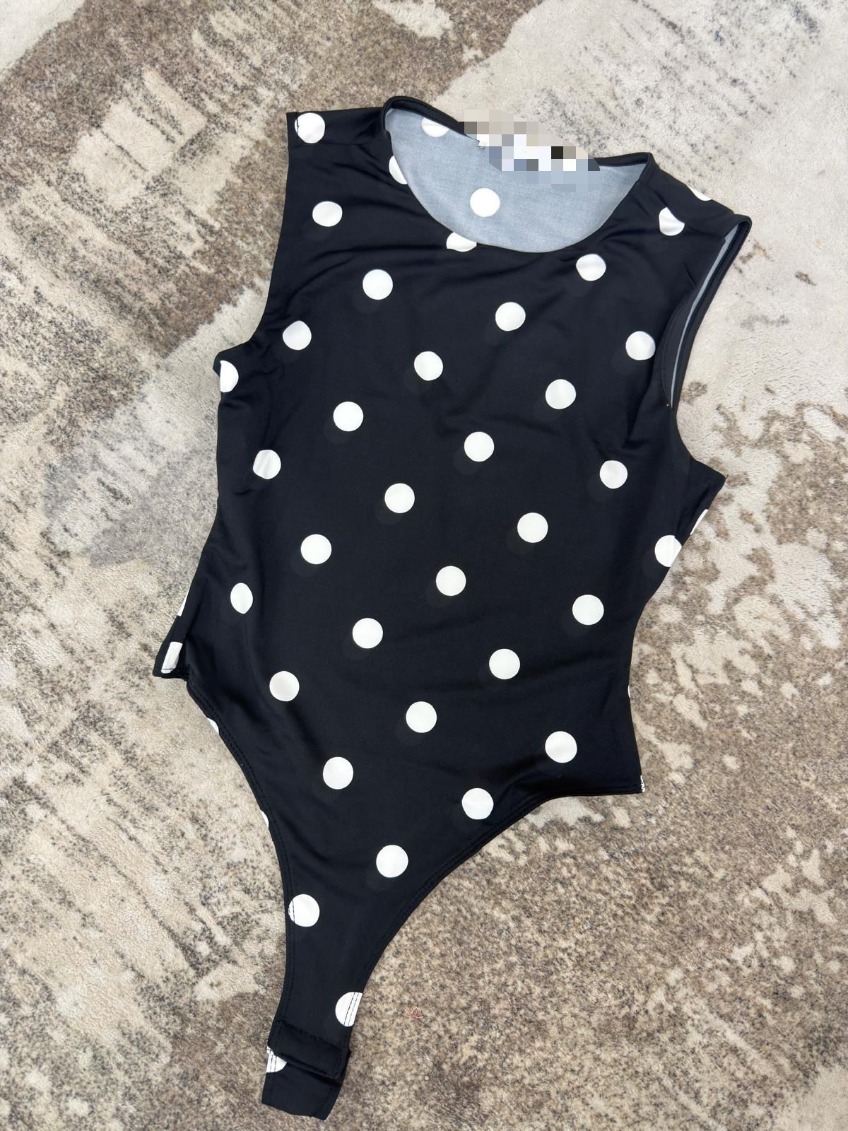 Elena Round Neck Polka Dot Bodysuit