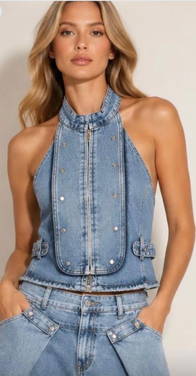 Cristy Denim Strecht Pants Set