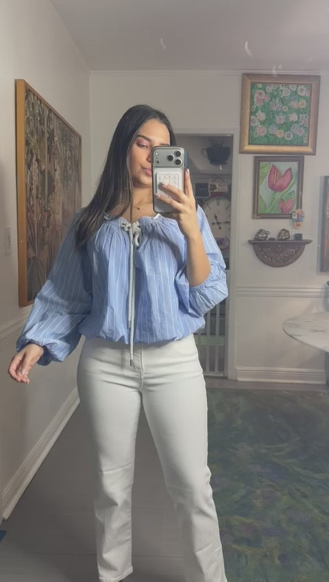 Harbor Stripe Rope Tie Blouse