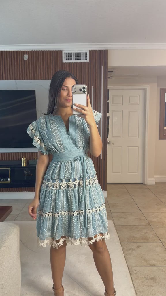 Selene Embroidered Short Dress