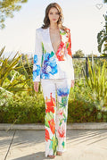 Fiorella White Multi-Floral Pants and Blazer Suit
